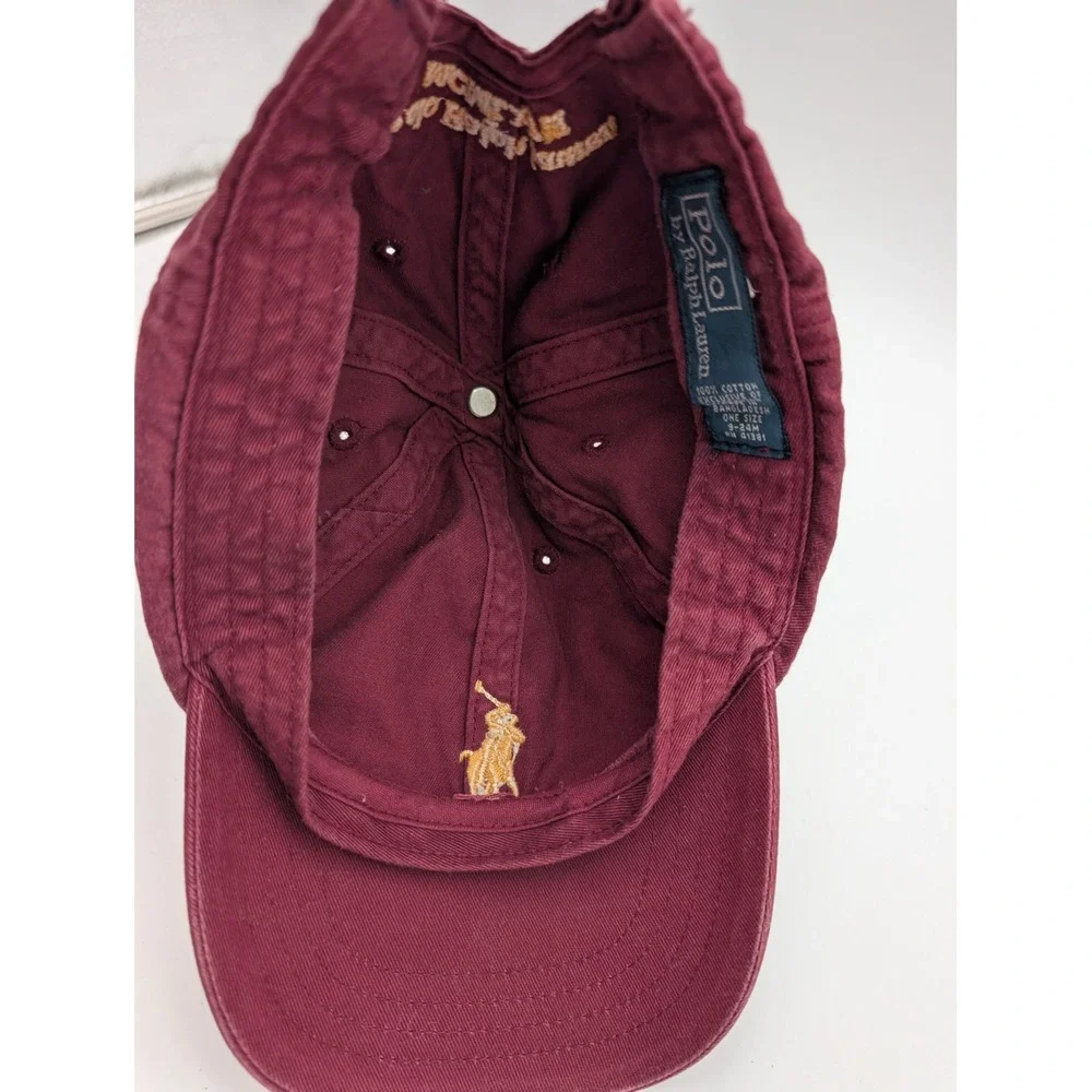 Polo Ralph Lauren Baby Boy Burgundy Cotton Pony Logo Baseball Cap 9-24M
